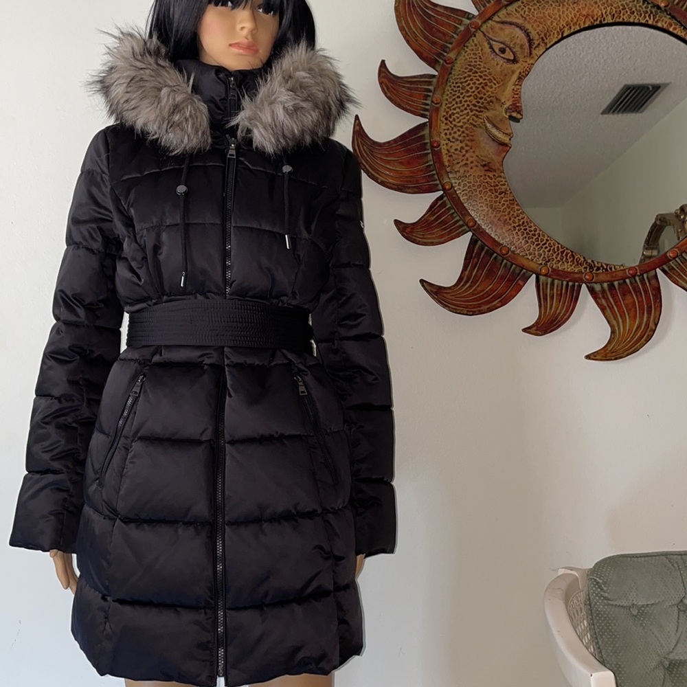 Laundry by Shelli Segal Belted Puffer Down Coat